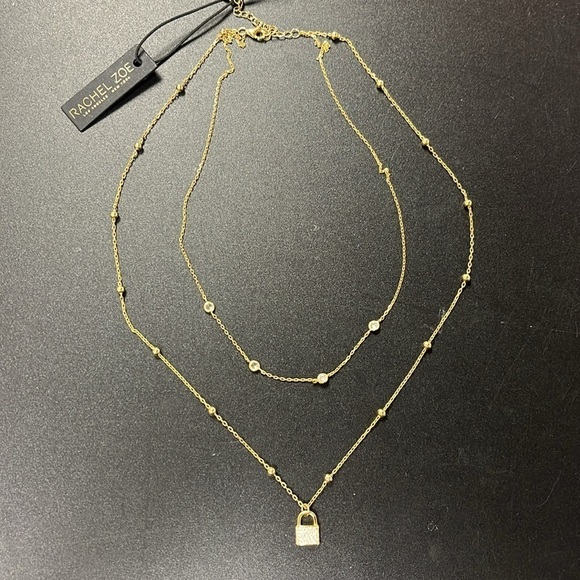 Brand new Rachel Zoe Sterling Silver Gold Tone Double Chain Locket Necklace - Picture 13 of 13